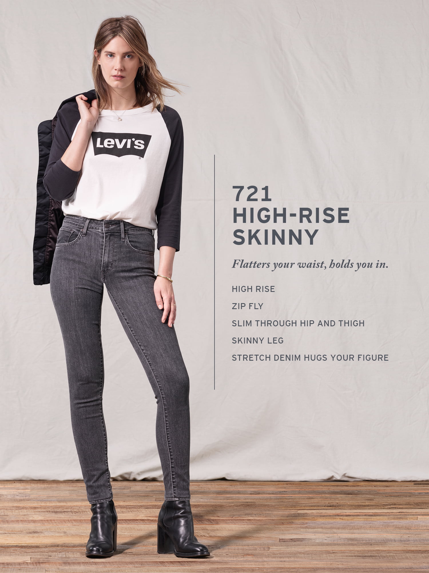 levi's 721 high rise skinny jeans black