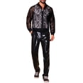 thumbnail image 2 of INSPIRE CHIC Men's Hollow Floral Lace See Through Lightweight Long Sleeve Zip Up Jackets L Black, 2 of 5