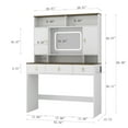 thumbnail image 2 of Vastcury Farmhouse Vanity Desk with LED Mirror and Storage, Large Makeup Table with Hair Dryer Holder for Bedroom, White, 2 of 10