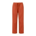 thumbnail image 4 of MNCEKFOD Jeans for Women Lightweight Wide Leg Flowy Culottes Elastic Drawstring High Waisted Baggy Classic Fit Trousers for women 2025 Orange M, 4 of 5