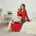thumbnail image 3 of DISNIMO Women's Long Sleeve Nightgown Santa Claus Print Full Length Sleepwear Long Sleepshirts V Neck Button Nightgowns, 2XL, 3 of 8