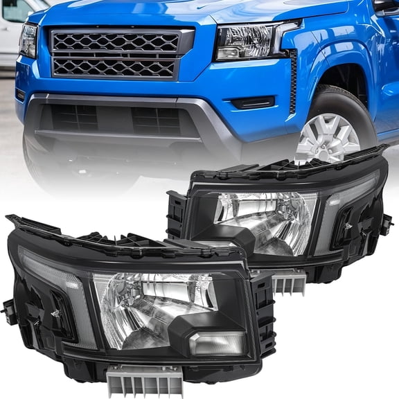 For 2022 2023 2024 Nissan Frontier Halogen Black Headlights Assembly Lamps Pair