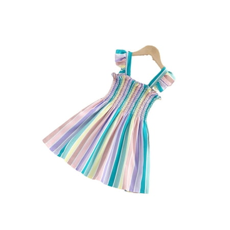 

Cute Striped Straps A Line Sleeveless Multicolor Toddler Girls Dresses (Girl s)