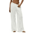 thumbnail image 2 of Women's Wide Leg Lounge Pants Elastic Waist Drawstring Casual Loose Trousers with Pockets, 2 of 7