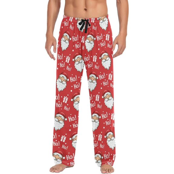 GZHJMY Christmas Santa Pajama Pants for Men, Lounge Pants Lightweight Men Pajama Bottoms with Drawstring Pockets, Christmas New Year Birthday Gifts, Small