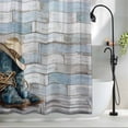 thumbnail image 2 of Cowboy Boots Shower Curtain, 48" x 72", Western Cowboy Hat Ropes Boots Blue Wood Grain Waterproof Bathroom Curtain Washable Shower Curtain Set with 12 Hooks, 2 of 9
