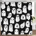 thumbnail image 3 of Cute Halloween Shower Curtain Spooky Funny Ghosts Icons Art Home Bathtubs Deocr Set Include Hooks 72"x72", 3 of 7