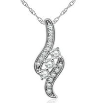 Pompeii 1/3ct 3-Stone Diamond Pendant 14 KT White Gold W/ 18" Chain (G/H,I2)