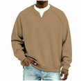 thumbnail image 2 of Handshe Men's Sweatshirt, Long Sleeve V-Neck Raglan Sleeve Solid Color Waffle Knit Breathable Cotton for Casual Fashion and Daily Wear, 2 of 6