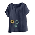 thumbnail image 5 of Taqqpue Womens Linen Short Sleeve T-Shirts Summer Rolled Dolman Sleeve Tops Casual Round Neck Solid Short Basic Tees, 5 of 6