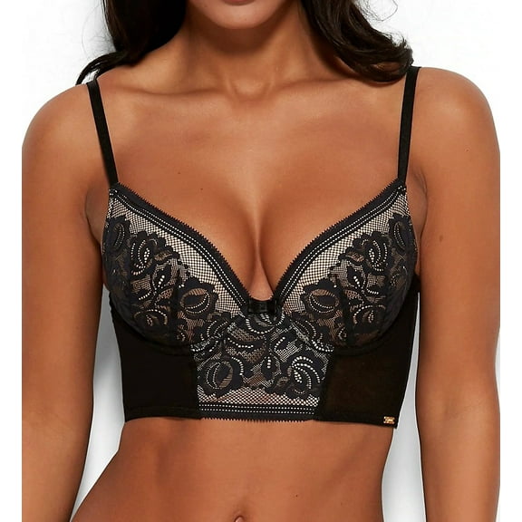 GOSSARD Black/Nude Encore Padded Longline Bra, US 30D, UK 30D, NWOT