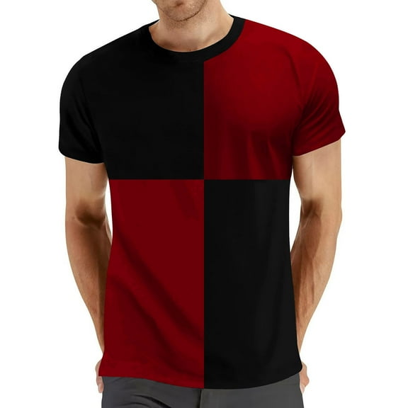 Men's Casual Short Sleeve T-Shirts Comfortable O Neck Splicing Design Stylish Everyday Wear for Men Versatile Summer Apparel Trending Fashion for Active