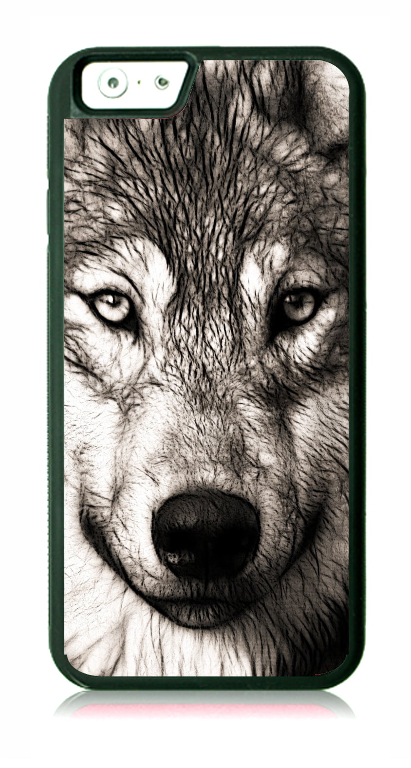 Grey Wolf Up Close Design Black Rubber Case for the Apple iPhone 6 Plus / iPhone 6s Plus - Apple iPhone 6 Plus Accessories -iPhone 6s Plus Accessories