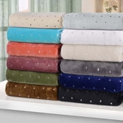 Superior Fleece Plush Fluffy Soft Blanket, Polka Dot All Season Blankets, King, Linen