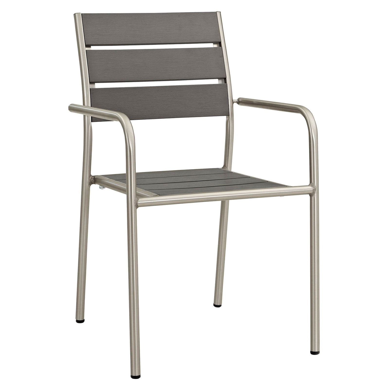 Modway Shore Outdoor Patio Aluminum Dining Chair, Silver/Gray