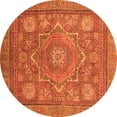 thumbnail image 1 of Ahgly Company Indoor Round Abstract Orange Modern Area Rugs, 4' Round, 1 of 4