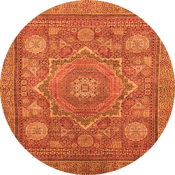 Ahgly Company Indoor Round Abstract Orange Modern Area Rugs, 4' Round
