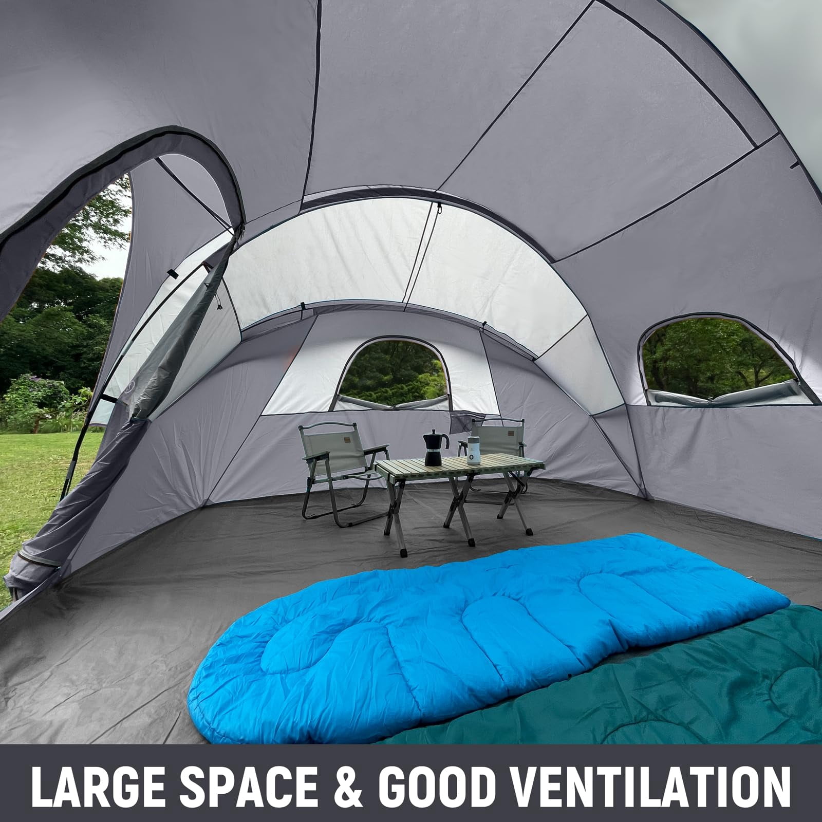 Hikergarden 10 Person Camping Tent - Portable Easy Set Up Family For Camp  Windproof Fabric Dome Outdoor Hiking Backpacking Traveling-14'x11'x74in(h)