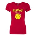 thumbnail image 2 of Wild Bobby, Cute Ribbon Bow Softball Mom Gift, Mother's Day, Women Slim Fit Junior Tee, Red, Large, 2 of 3