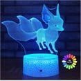 thumbnail image 1 of Luz nocturna 3D Sailing para niños Zorro 16 colores con control remoto regalos de cumpleaños Navidad, 1 of 5