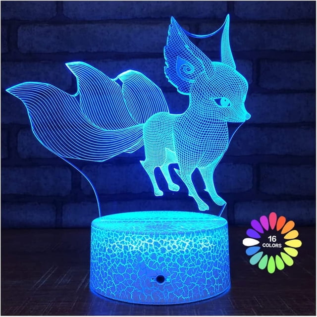 Luz nocturna 3D Sailing para niños Zorro 16 colores con control remoto regalos de cumpleaños Navidad
