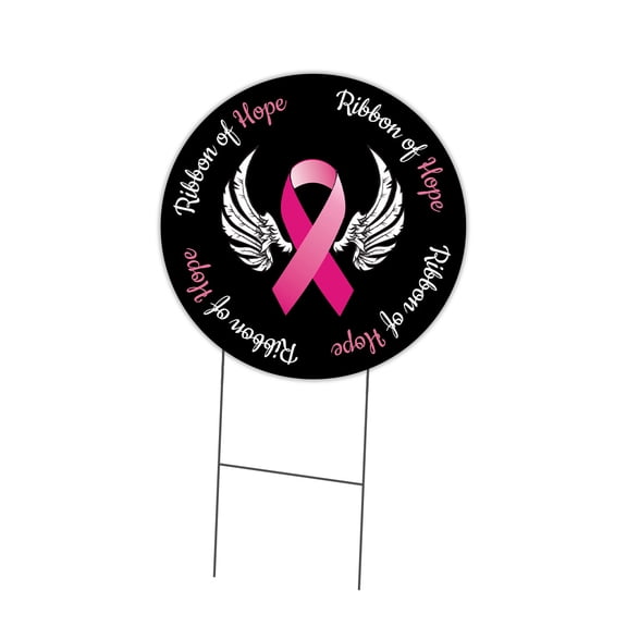 SignMission Corrugated Plastic Sign With Double Sided Image 24" Circular - Ribbon Of Hope | Coroplast Yard Sign With Stake |  Made in the USA