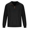 thumbnail image 5 of Aimik Hanes 2025 Men's 1/4 Zip Fleece Sherpa Sweatshirts Long Sleeve Stand Collar Pullover Loose Vintage Sweatshirt Tops-Black M, 5 of 5