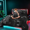 thumbnail image 3 of Manfei 3D Hexagon Neon Light King Bedding, White Glowing Cube King Bed in a Bag, White Black, Black Reversible 7pcs, 3 of 6