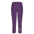 thumbnail image 4 of Qulqfy Leggings for Women Compression Purple Christmas Winter Leggings Rhinestone Pull On High Waisted Pants for Women, 4 of 5