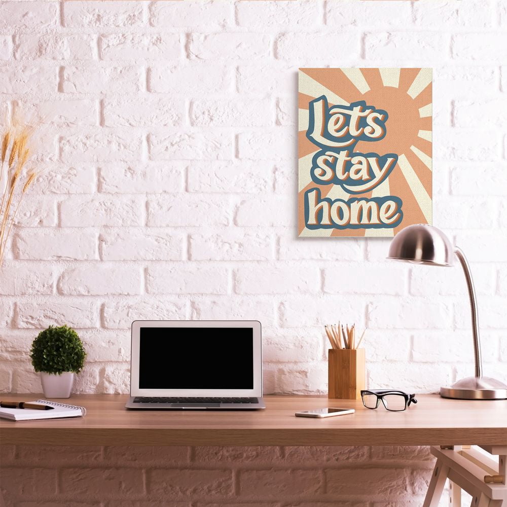 Stupell Industries Let's Stay Home Summer Sun Blue Orange Quote Designed by Amanda Houston