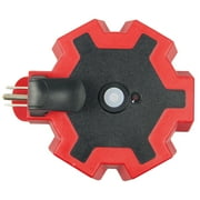 Hyper Tough 5-Outlet Outdoor Extension Cord Power Adapter with Safety Cover, 15 Amps, Red/Black