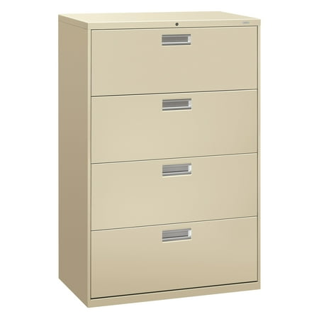 4 Drawer Binder Lateral File - HON Brigade 600 Series Lateral File, 4 Drawers, Polished Aluminum Pull, 36
