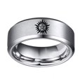 thumbnail image 2 of Supernatural Bague Symbole Dean Anti-Position Acier Titane Argenté Bagues Plates, 2 of 2