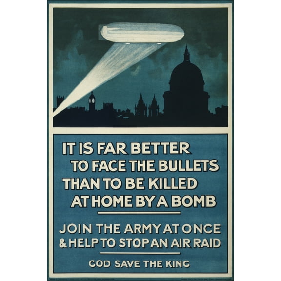 24"x36" Gallery Poster, WW I better to face the bullets than to be killed at home 1915
