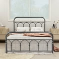 thumbnail image 2 of AUFANK Full Size Metal Bed Frame Platform Base Wrought Iron Bed Frame, Black Silver, 2 of 7