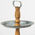 thumbnail image 2 of Contemporary Home Living 18.5" Brown and Silver 2-Tier Unique Wooden Round Serving Tray, 2 of 4