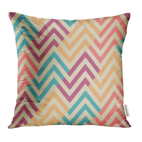 BSDHOME Beige Color Ethnic Zigzag Pattern Blue Chevron Geometric Line Native Retro Pillow Case Pillow Cover 20x20 inch Throw Pillow Covers