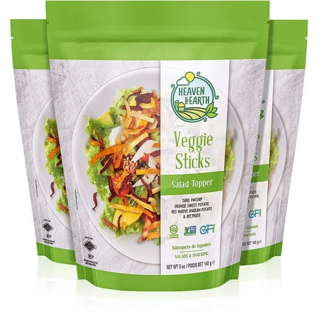 Heaven & Earth, Veggie Sticks, Snack & Salad Topper, 5oz 3 Pack Resealable Pouch, Gluten Free, Non GMO Verified, Certified Kosher including Passover