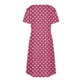 thumbnail image 3 of UPPADA Robe d'Été Décontractée pour Femme, Unie, à Col en V, à Manches Courtes, Grande Taille, Robe Bohème de Plage, Confortable, Longueur Genou, Fluide, avec Poches, Robes Grande Taille pour Femmes, Hot Pink, TTG, 3 of 7