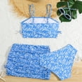 thumbnail image 3 of GYRATEDREAM 7-12Y Girls 3 Pieces Swimsuit Flower Print Soild Tie-dye Bikini Set w/Beach Skirt Bathing Suit, 3 of 6