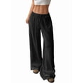 thumbnail image 4 of Wide Leg Pants for Women Flowy Palazzo Drawstring Elastic Waist Trousers Beach Vacation Clothes Black XL, 4 of 9