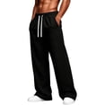 thumbnail image 3 of Urbanix Men's Sweat Pants Fashion Fleece Elastic Waist Drawstring Wide Leg Sweatpants Winter Warm Comfy Solid Color Joggers, 3 of 5