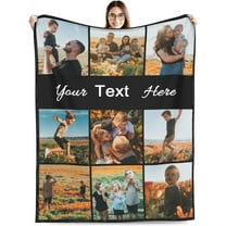 Custom Blanket with Picture Text Customized Blankets with Photos Customizable Personalized Blankets and Throws for Adult Kid Birthday Christmas Valentines Day Memorial Gift,