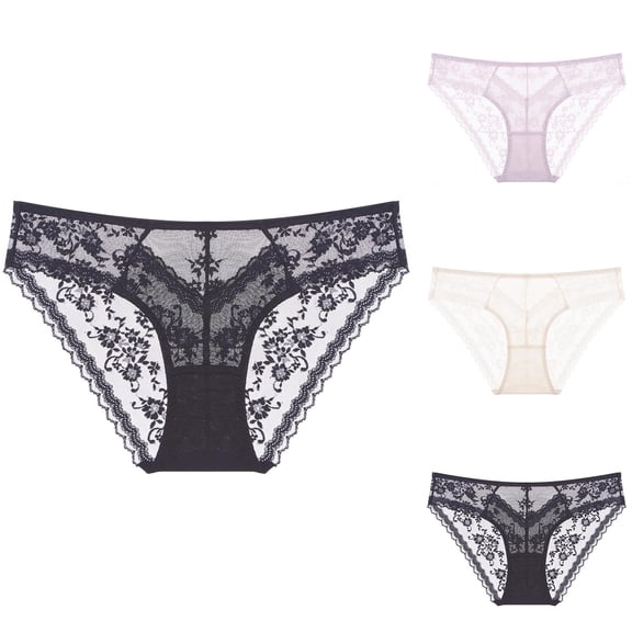 Bovxnpu Women's Plus Size Panties, Women's Breathable Lace Brief Panties Underwear, Underwear French Thin Perspective Mesh Lace Underwear Cropping Hip Lifting Low Waist Underwear Underwear