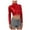 Red, variant on Women's Metallic Liquid Mock Neck Crop Tops Turtleneck Shiny Long Sleeve Crop Top T-Shirt Clubwear Gray XXL
