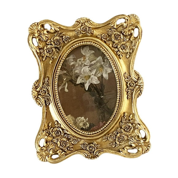 Xingzhi Luxury European Style Vintage Picture Frame Premium Resin Artwork Display Holder Pictures Office Gold 10.5x13.5cm
