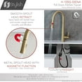 thumbnail image 3 of Stylish Siena 17 ¾" Ht Single Handle Brushed Gold Pull Down Kitchen Faucet K-135G, 3 of 9