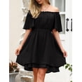 thumbnail image 2 of Off Shoulder Dress, Prom Dress Elastic Waist Summer Flowy Casual Tunic, 2 of 9