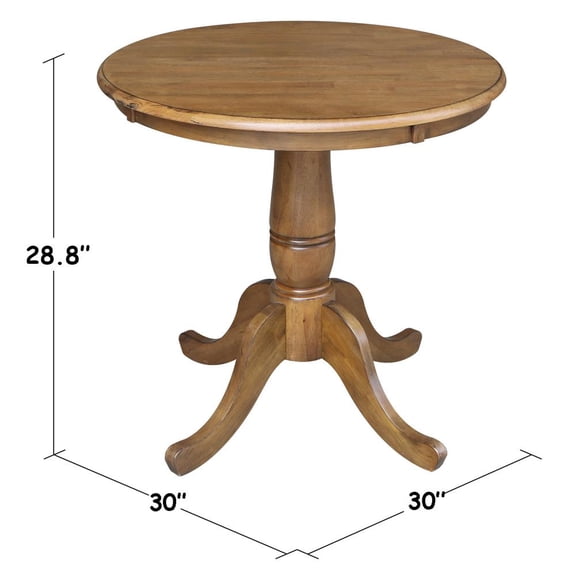 30" Round Top Dining Table in Pecan