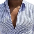 thumbnail image 4 of JTSRKL Mens Striped Sleeveless Shirts Stand Collar Button Up Casual Vest Solid Vintage Lightweight Breathable Summer Layering Tank Tops Blue XXL, 4 of 5